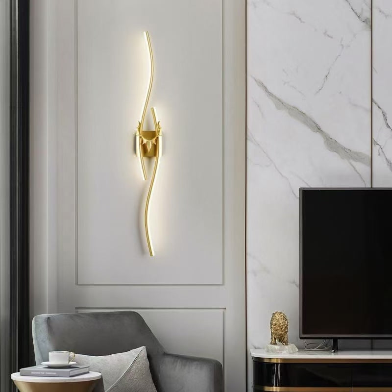 Swirling Antler Stag Curvy Wall Light